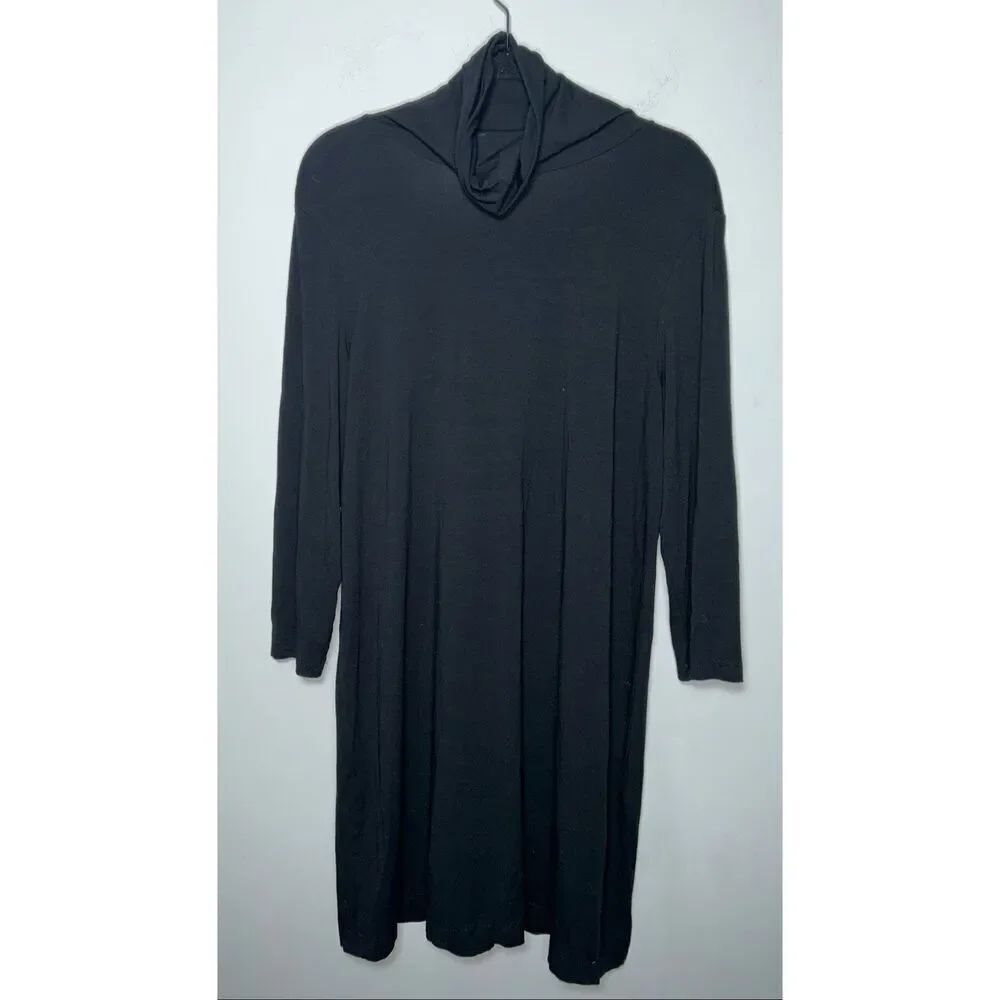 J.Jill Wearever black stretch cowl neck long sleeve dress size Large